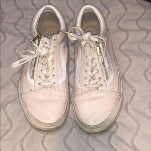 Vans Leather Blush Pink/ white Low tops w zipper